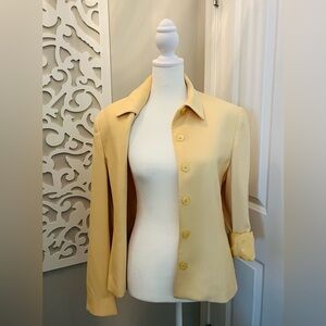 Jones New York Yellow Blazer with Fitted Silhouette pockets Fully Lined